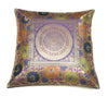 16x16 Inch Purple Indian Woven Zari Brocade Banarasi Silk Mandala Cushion Covers