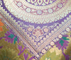 16x16 Inch Purple Indian Woven Zari Brocade Banarasi Silk Mandala Cushion Covers