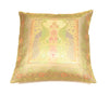 16x16 Inch Beige Cushion Covers Indian Woven Zari Brocade Banarasi Silk Peacock
