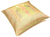 16x16 Inch Beige Cushion Covers Indian Woven Zari Brocade Banarasi Silk Peacock