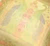 16x16 Inch Beige Cushion Covers Indian Woven Zari Brocade Banarasi Silk Peacock