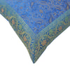 16x16" Banarasi Cushion Cover Woven Zari Brocade Silk Paisley Turquois Blue Gift