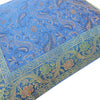 16x16" Banarasi Cushion Cover Woven Zari Brocade Silk Paisley Turquois Blue Gift