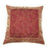 16x16 Inch Banarasi Cushion Covers Indian Woven Zari Brocade Silk Paisley Maroon