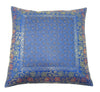 16x16" Banarasi Cushion Covers Indian Woven Zari Brocade Silk Paisley Blue Gift