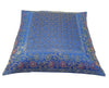 16x16" Banarasi Cushion Covers Indian Woven Zari Brocade Silk Paisley Blue Gift