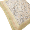 16x16" Banarasi Cushion Cover Indian Woven Brocade Silk Paisley Beige Gift