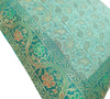 16x16" Banarasi Cushion Cover Indian Woven Brocade Silk Paisley Aqua Green Gift