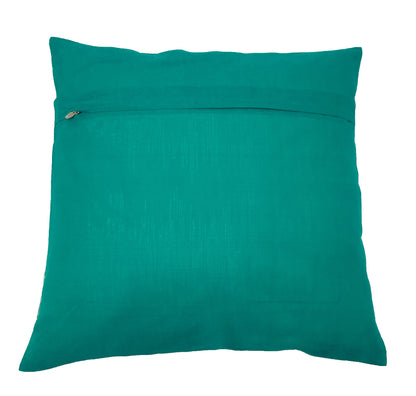 16x16" Banarasi Cushion Cover Indian Woven Brocade Silk Paisley Aqua Green Gift