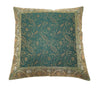 16x16" Banarasi Cushion Cover Woven Zari Brocade Silk Paisley Bottle Green Gift