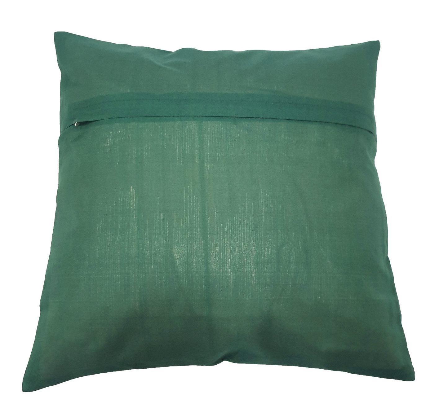 16x16" Banarasi Cushion Cover Woven Zari Brocade Silk Paisley Bottle Green Gift