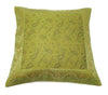 16x16" Banarasi Cushion Covers Indian Woven Zari Brocade Silk Paisley Green Gift