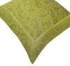 16x16" Banarasi Cushion Covers Indian Woven Zari Brocade Silk Paisley Green Gift