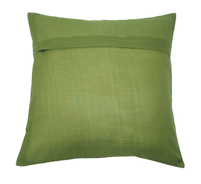 16x16" Banarasi Cushion Covers Indian Woven Zari Brocade Silk Paisley Green Gift