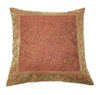 16x16" Banarasi Cushion Cover Indian Woven Brocade Silk Paisley Rust Gift