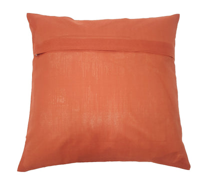 16x16" Banarasi Cushion Cover Indian Woven Brocade Silk Paisley Rust Gift