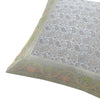 16x16" Banarasi Cushion Cover Woven Zari Brocade Silk Paisley Gray Indian Gift