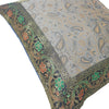 16x16" Banarasi Cushion Covers Indian Woven Zari Brocade Silk Paisley Gray Gift