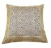 16x16" Banarasi Cushion Cover Woven Zari Brocade Silk Floral Gray Indian Gift