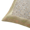 16x16" Banarasi Cushion Cover Woven Zari Brocade Silk Floral Gray Indian Gift