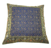16x16" Banarasi Cushion Cover Indian Woven Brocade Silk Paisley Dark Blue Gift