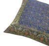 16x16" Banarasi Cushion Cover Indian Woven Brocade Silk Paisley Dark Blue Gift