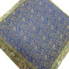 16x16" Banarasi Cushion Cover Indian Woven Brocade Silk Paisley Dark Blue Gift