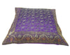 16x16" Banarasi Cushion Cover Purple Indian Woven Zari Brocade Silk Paisley Gift