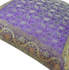 16x16" Banarasi Cushion Cover Purple Indian Woven Zari Brocade Silk Paisley Gift