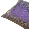 16x16" Banarasi Cushion Cover Purple Indian Woven Zari Brocade Silk Paisley Gift