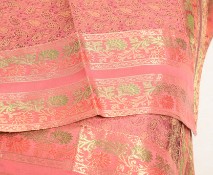 Traditional Banarasi Diwan Set Dark Peach Silk with Zari Brocade Cushion Bolster