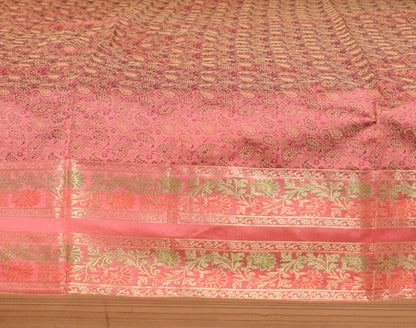 Traditional Banarasi Diwan Set Dark Peach Silk with Zari Brocade Cushion Bolster