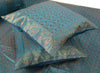 Turquoise Blue Banarasi Diwan Set – Silk Zari Brocade Cushion & Bolster Covers