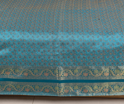 Turquoise Blue Banarasi Diwan Set – Silk Zari Brocade Cushion & Bolster Covers