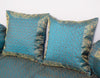 Turquoise Blue Banarasi Diwan Set – Silk Zari Brocade Cushion & Bolster Covers