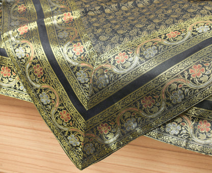 Black Banarasi Diwan Set – Rich Silk Woven Zari Brocade Cushion & Bolster Cover