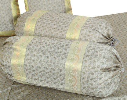 Gray Grace – Banarasi Silk Zari Brocade Diwan Set with Cushions & Bolster Cover