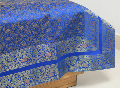 Ethnic Blue Banarasi Diwan Set – Featuring Silk Fabric & Intricate Zari Brocade