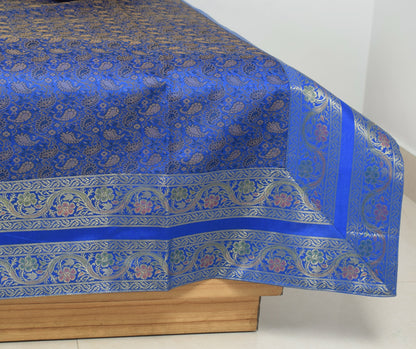 Ethnic Blue Banarasi Diwan Set – Featuring Silk Fabric & Intricate Zari Brocade