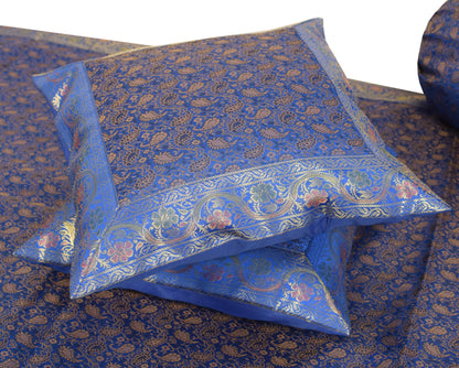 Ethnic Blue Banarasi Diwan Set – Featuring Silk Fabric & Intricate Zari Brocade