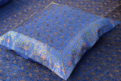 Ethnic Blue Banarasi Diwan Set – Featuring Silk Fabric & Intricate Zari Brocade