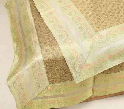 Rich Brown Banarasi Diwan Set – Silk Woven Zari Brocade Cushion & Bolster Cover