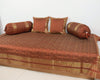 Banarasi Ethnic Diwan Set Brown Silk Woven Zari Brocade Cushion & Bolster Cover