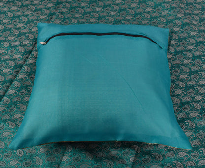 Teal Green – Banarasi Diwan Set Silk & Zari Brocade Cushion and Bolster Cover