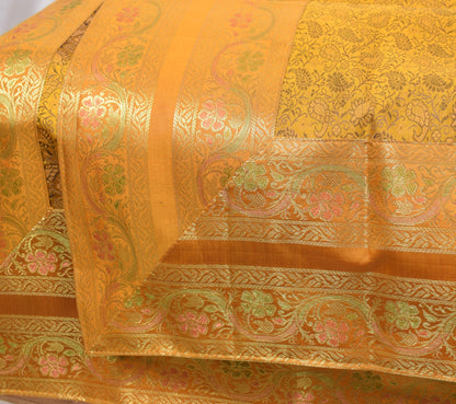 Regal Mustard Banarasi Diwan Set-Featuring Silk Fabric & Intricate Zari Brocade