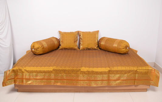 Regal Mustard Banarasi Diwan Set-Featuring Silk Fabric & Intricate Zari Brocade