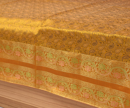 Regal Mustard Banarasi Diwan Set-Featuring Silk Fabric & Intricate Zari Brocade