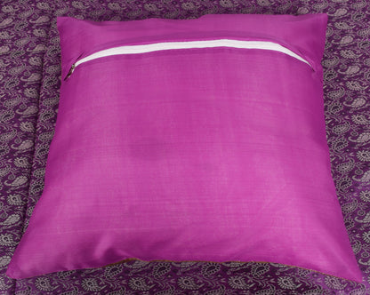 Regal Banarasi Purple Diwan Ensemble Silk & Zari Brocade Cushion & Bolster Cover