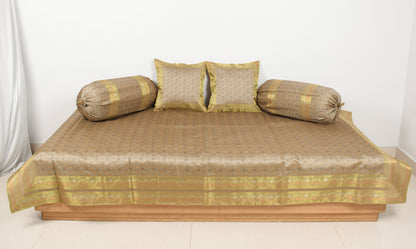 Banarasi Ethnic Diwan Set Cushion & Bolster Cover Silk & Woven Zari Brocade