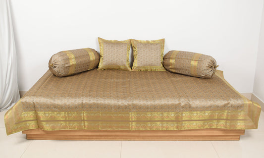 Banarasi Ethnic Diwan Set Cushion & Bolster Cover Silk & Woven Zari Brocade